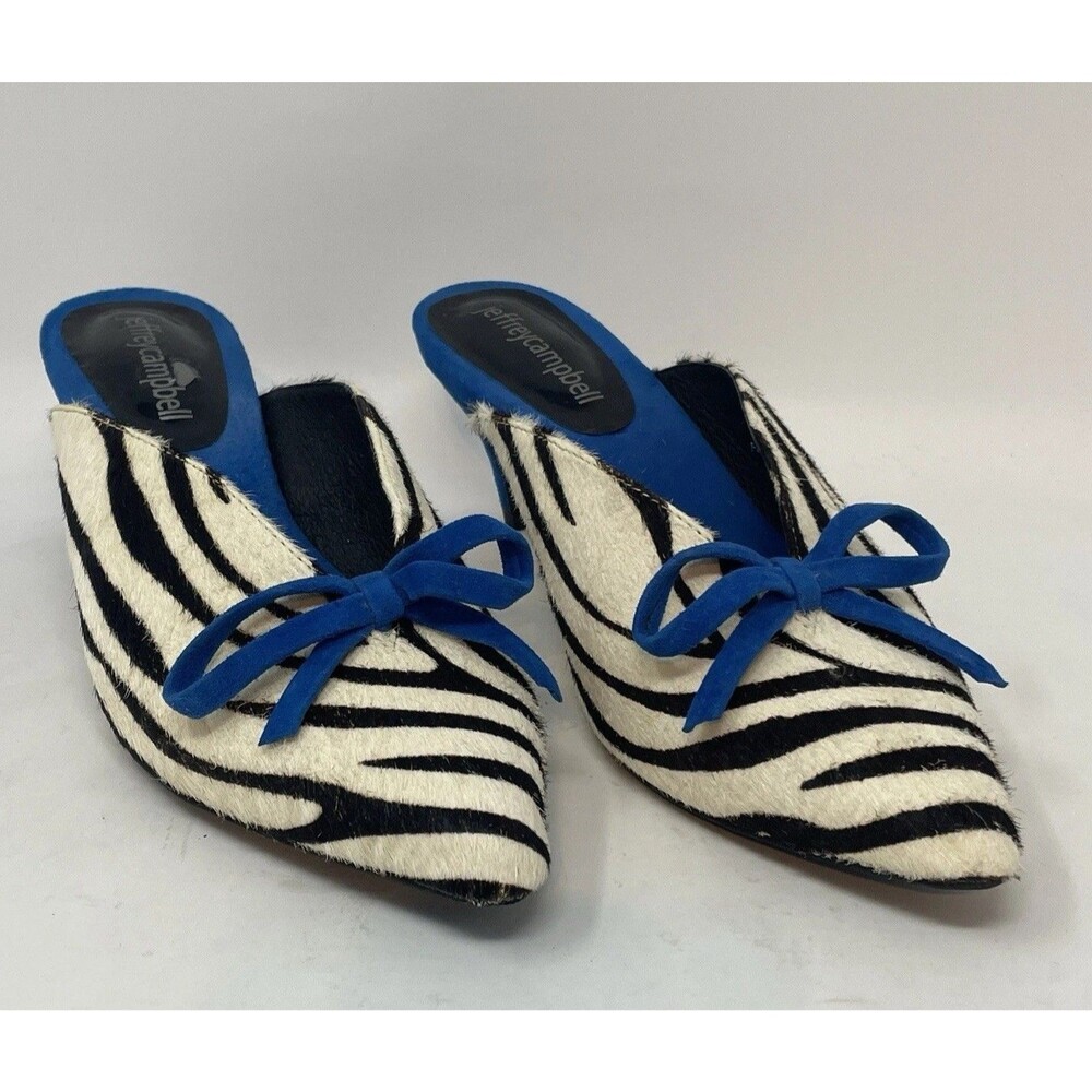 Jeffrey Campbell “Romance” Kitten Heels White And Black Real Cow Fur Size 7